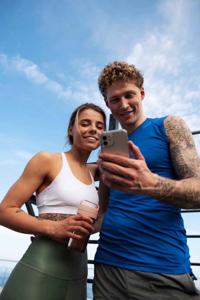 couple having workout session together outdoors